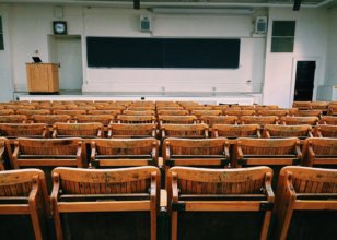 a classroom of empty chairs