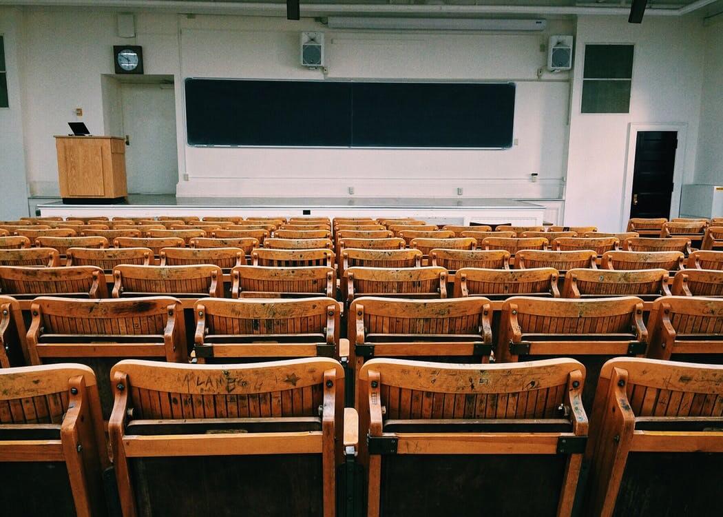 a classroom of empty chairs