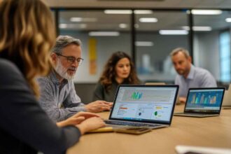 HR team analyzing matrix reasoning test results in hiring process.
