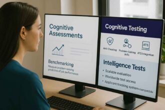 Recruiter comparing features of various cognitive assessment platforms.