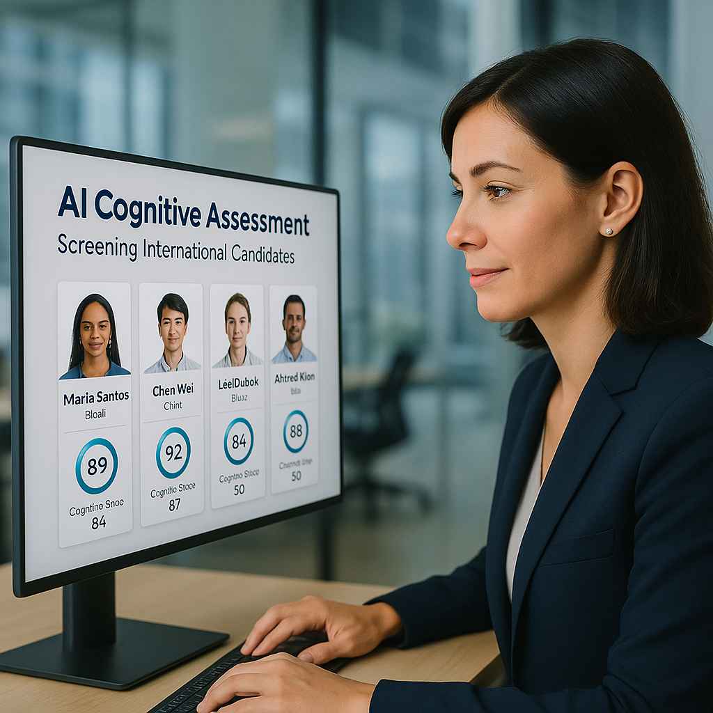 Global hiring using AI-driven cognitive testing platform.