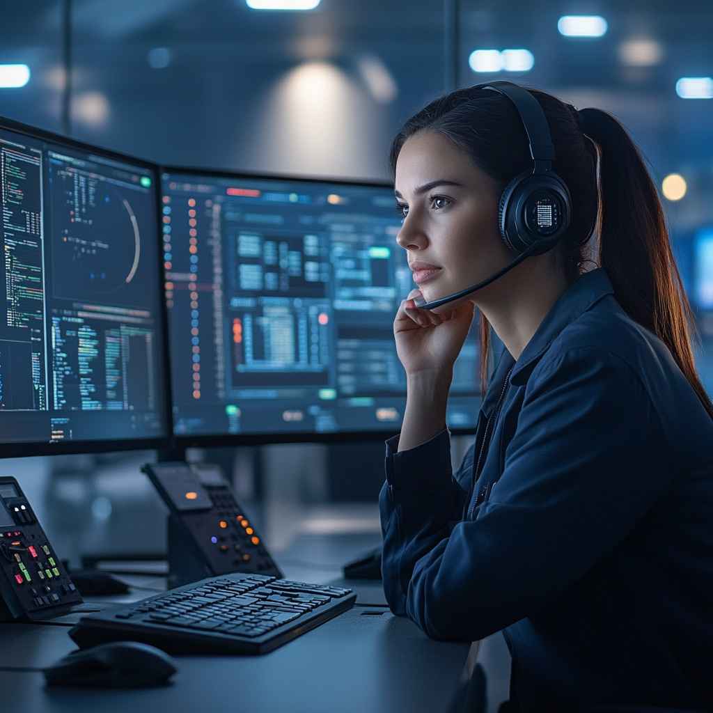 Emotionally stable support employee managing a high-stress call with professionalism