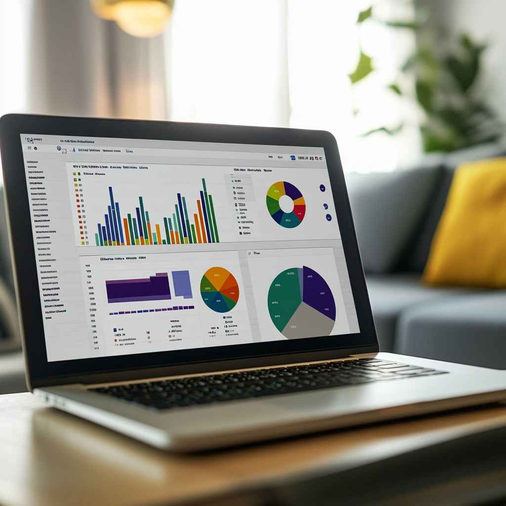 Laptop showing Big 5 personality analytics dashboard with graphs.