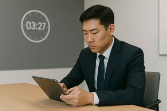 Candidate taking a timed numerical reasoning test during a hiring process.