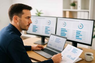 Recruiter evaluating psychometric score comparisons between candidates.