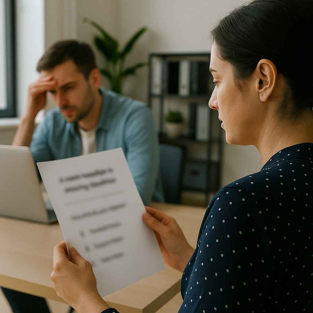 Realistic decision-making scenario used in cognitive behavioral assessments.