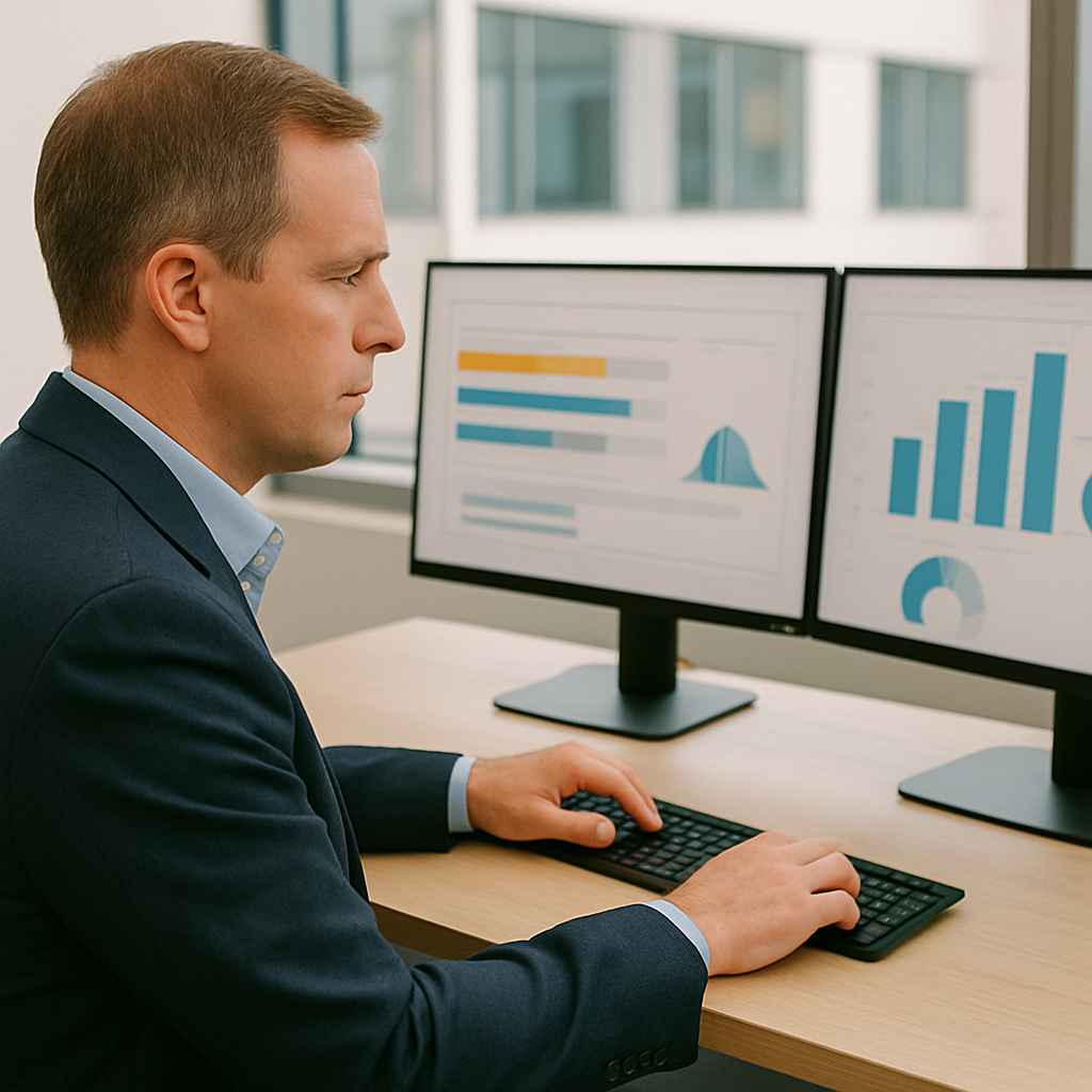 Recruiter analyzing percentile scores from a cognitive test report.