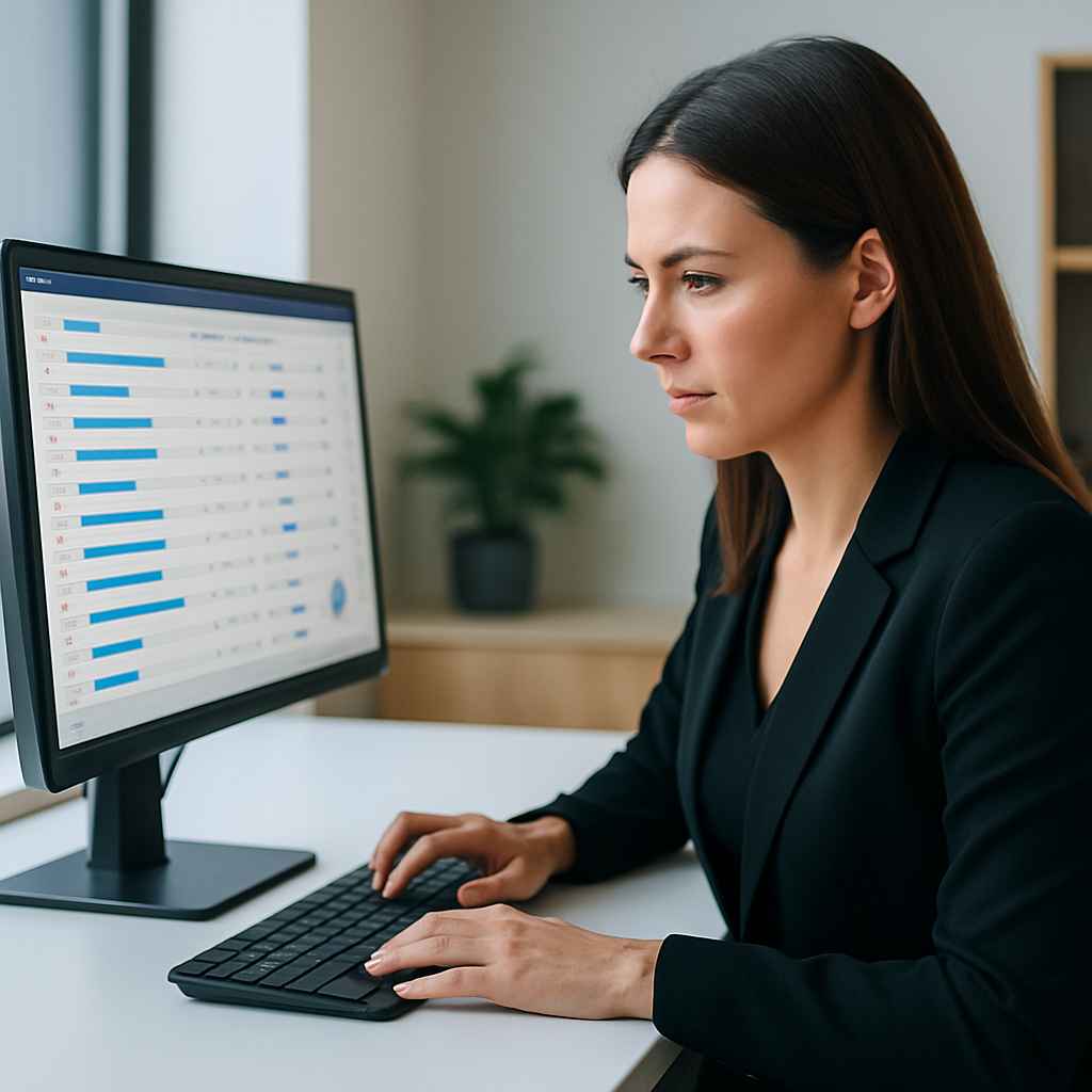 Recruiter reviewing instant results from a short cognitive assessment.