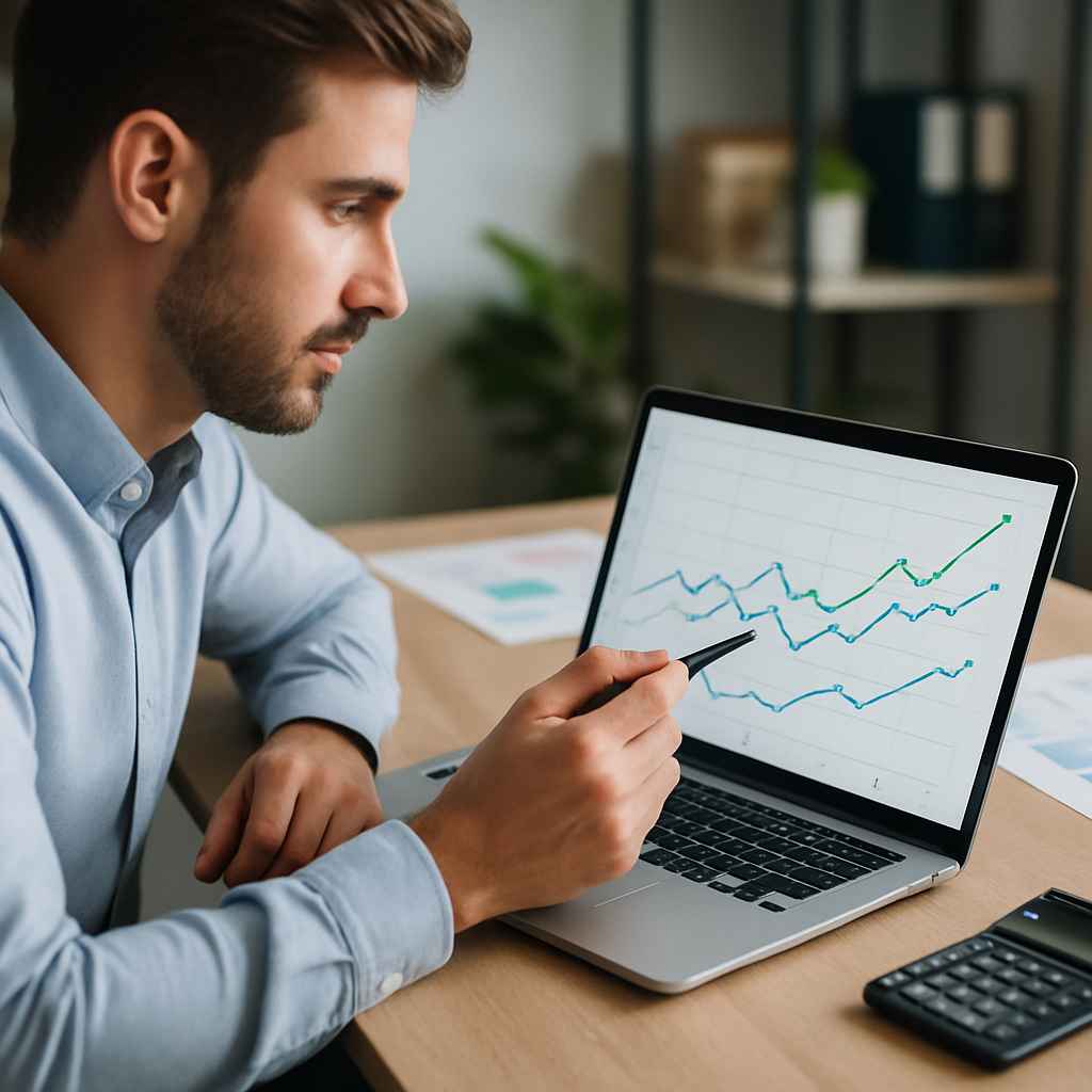 Candidate reviewing a financial trend chart as part of a psychometric test.