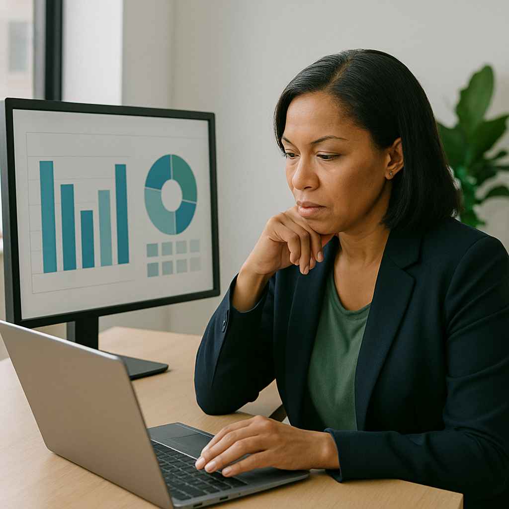 Hiring manager testing a numerical reasoning platform before rollout.