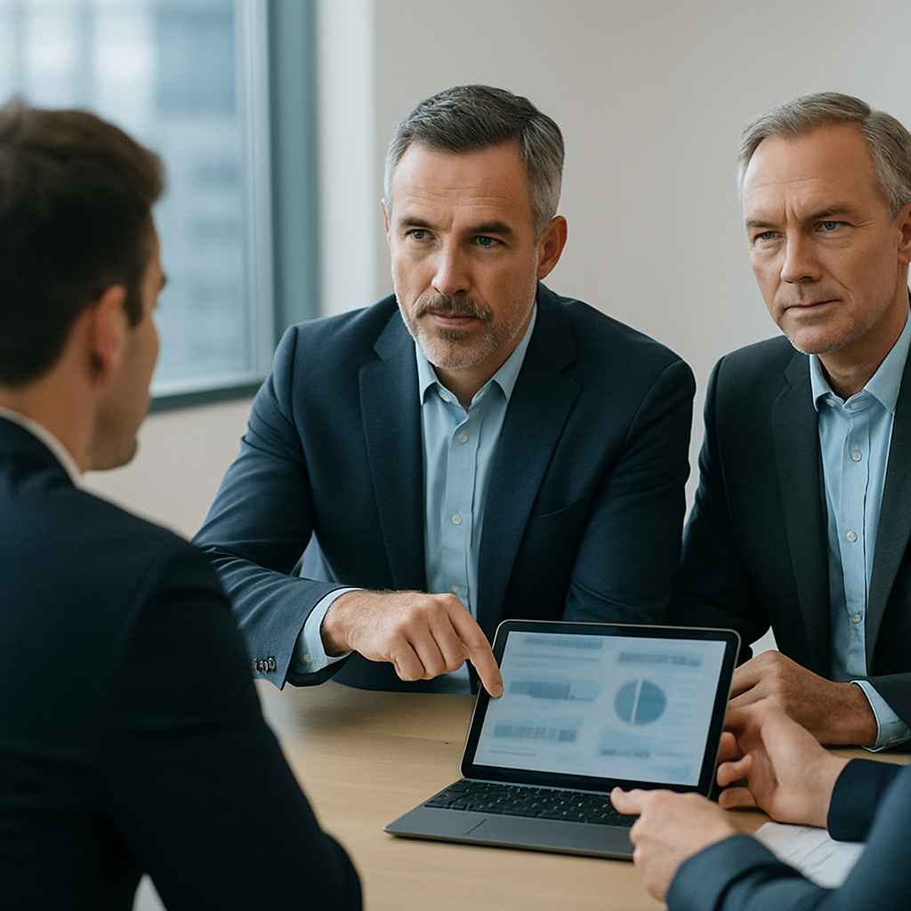 Executives making hiring decisions based on pre-hire assessment data.