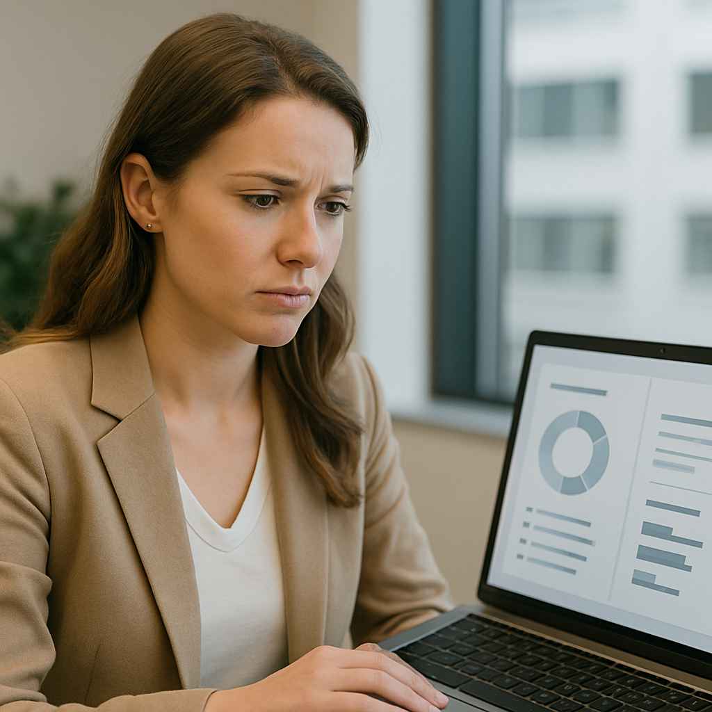 Recruiter reviewing candidate cognitive test results on screen.