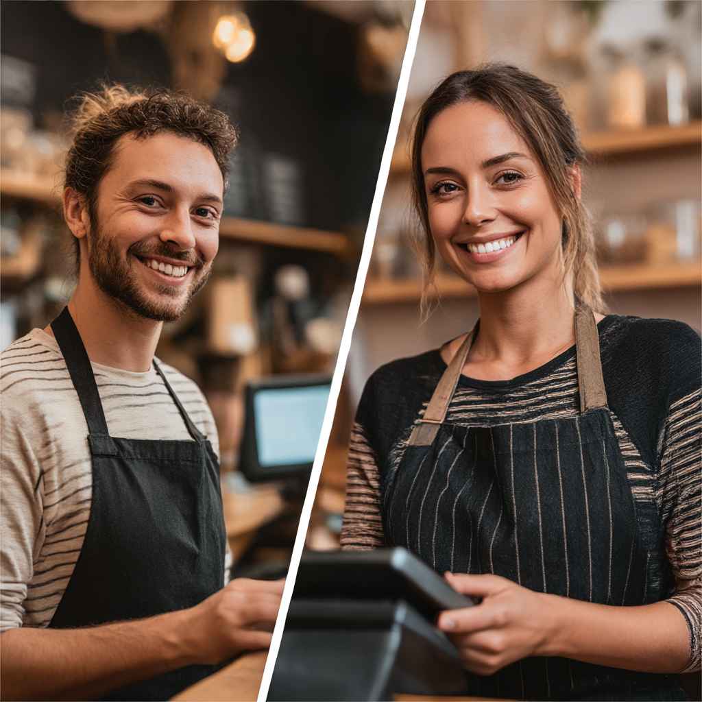 Visual contrast of ethical vs dishonest decision in customer service