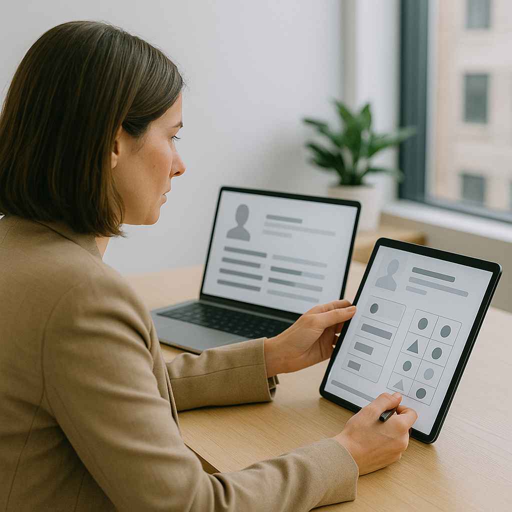 HR comparing verbal and non-verbal reasoning test results for a job candidate.