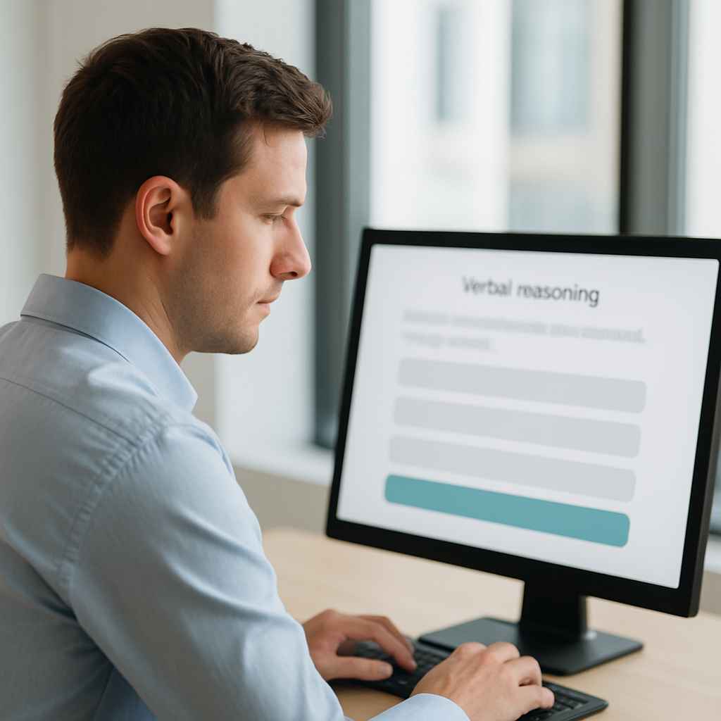 Candidate answering a vocabulary-in-context question in a verbal reasoning test.