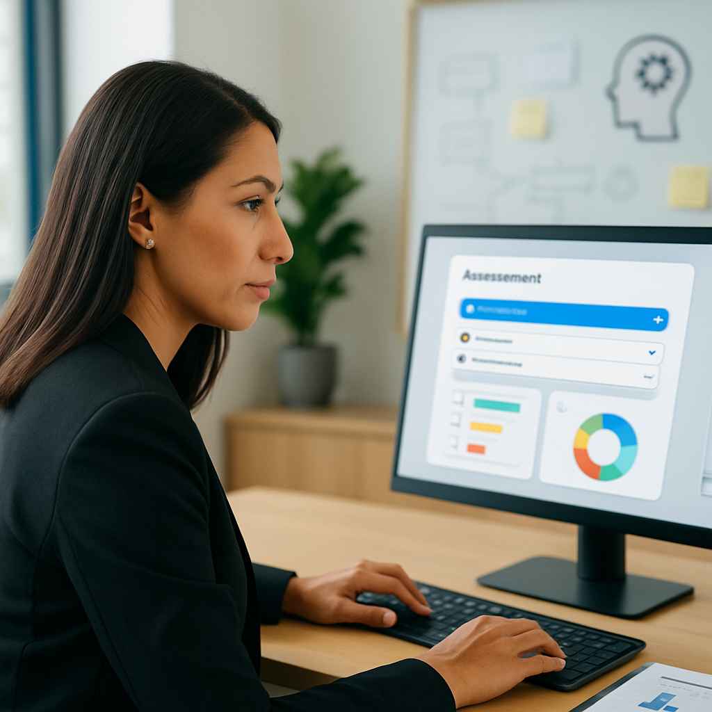 HR manager selecting executive-level reasoning assessments for hiring.