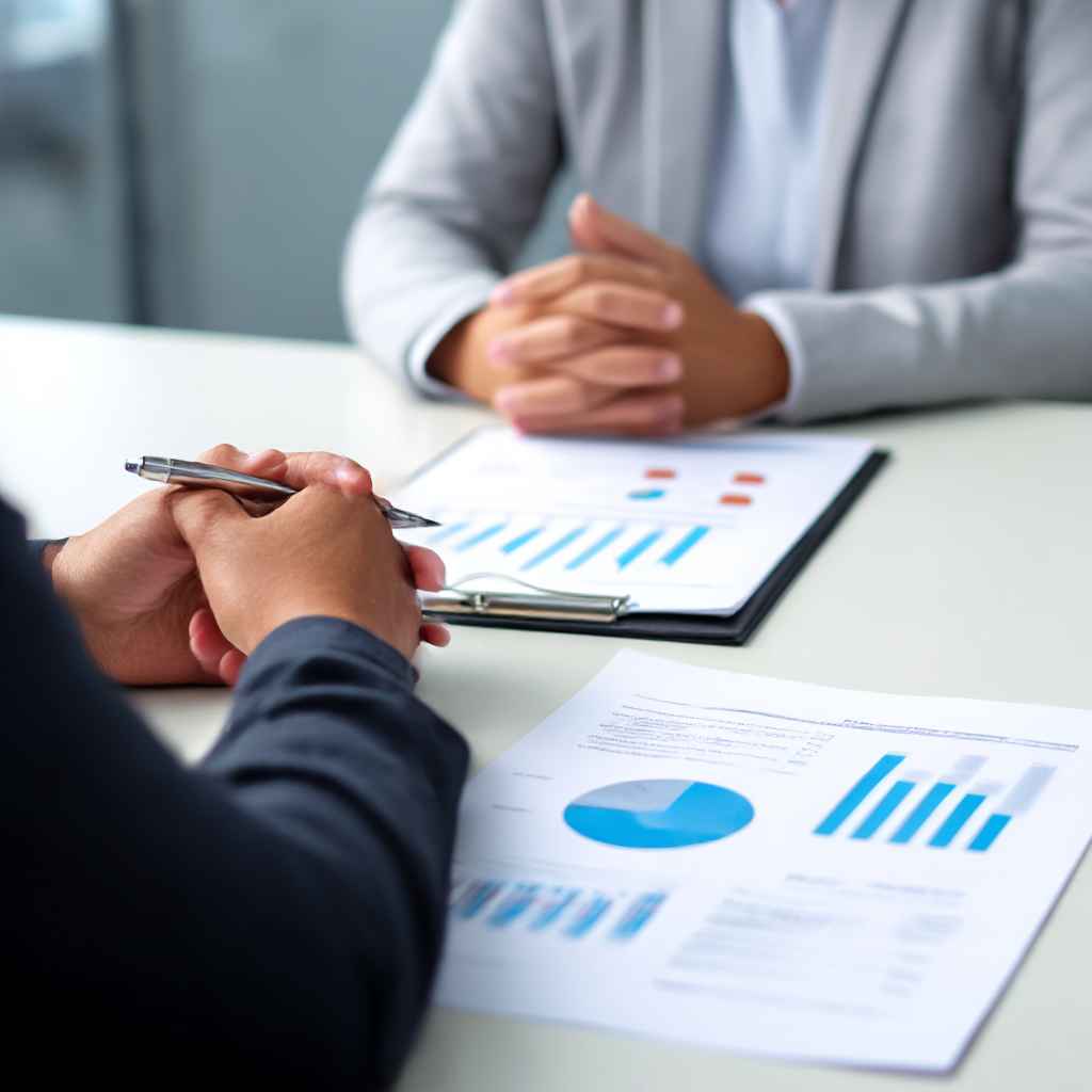 Manager interviewing candidate using integrity assessment data