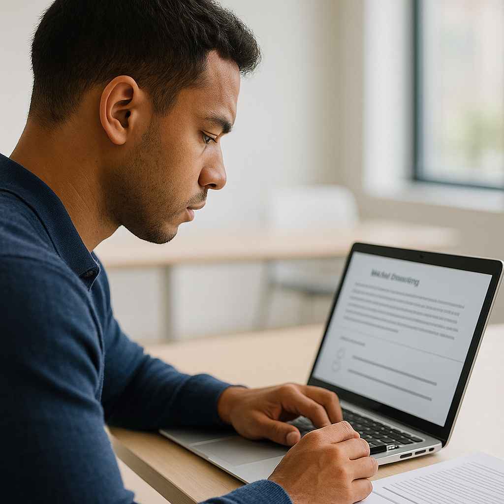 Candidate answering a verbal reasoning question during a hiring test.