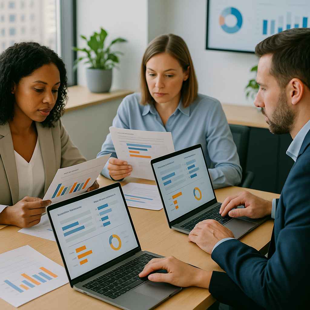 Hiring team evaluating candidates using verbal reasoning test results