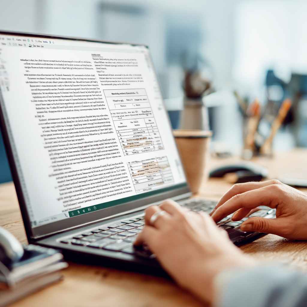 Candidate taking an MS Word test by formatting a professional document.