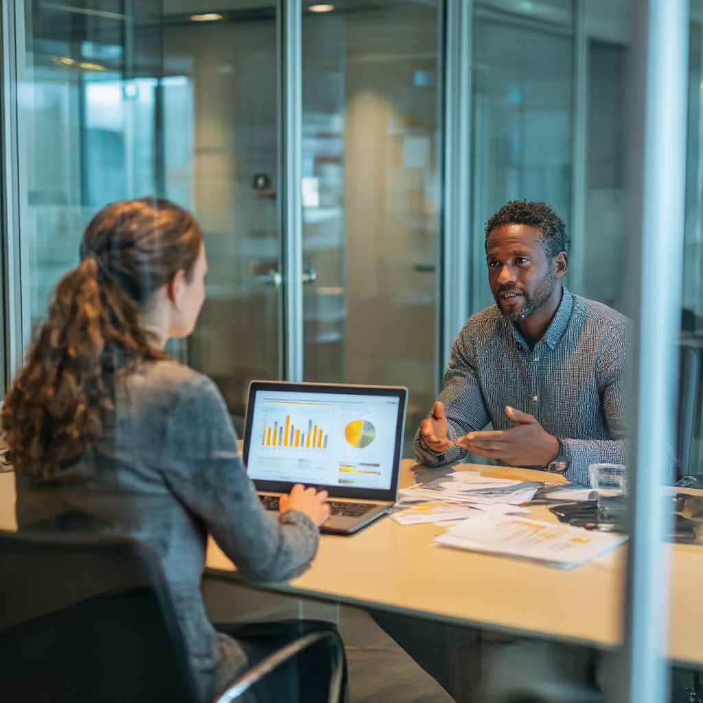 Recruiter explaining integrity test results to a hiring manager.