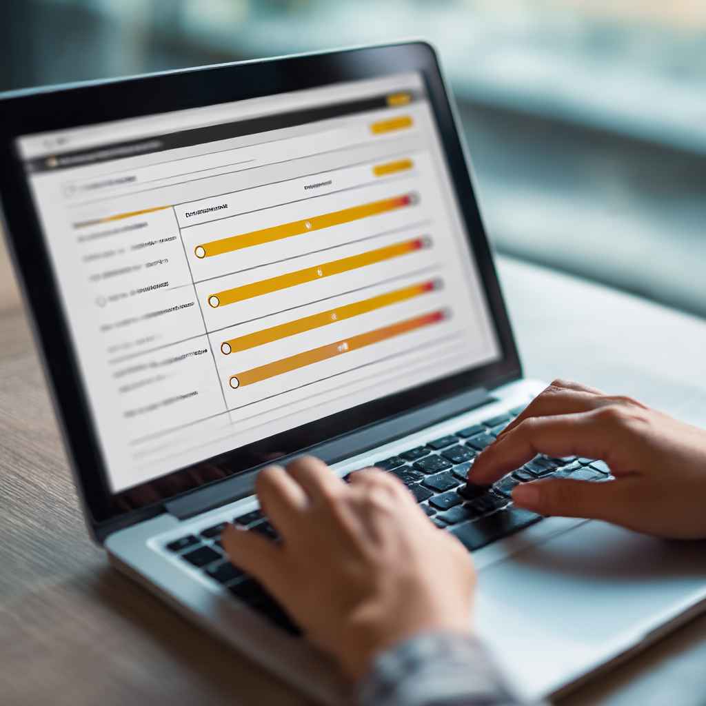 Candidate completing an online integrity test on a laptop.