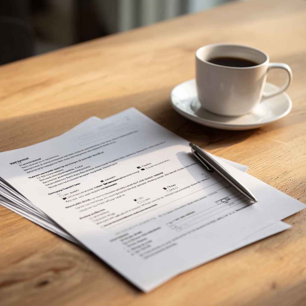 Printed job knowledge test instructions showing scoring benchmarks.