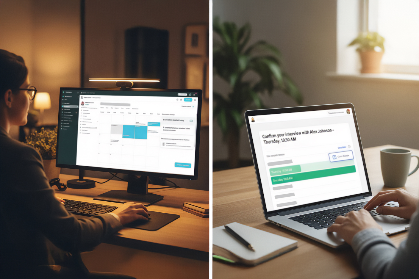Recruitment software showing automated interview scheduling interface for candidate appointments.