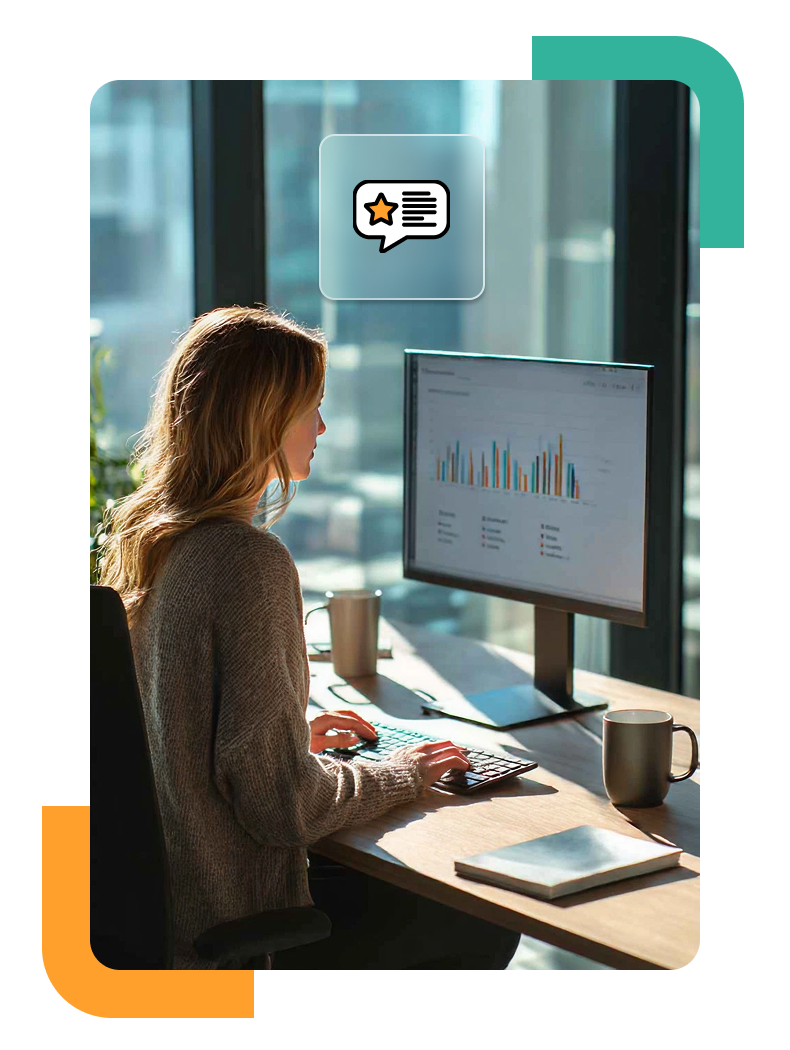Recruiter reviewing candidate typing test results with detailed performance metrics on screen.