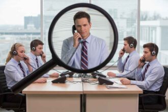 Metaphor of assessment tests identifying the right telemarketer with objection-handling skills.