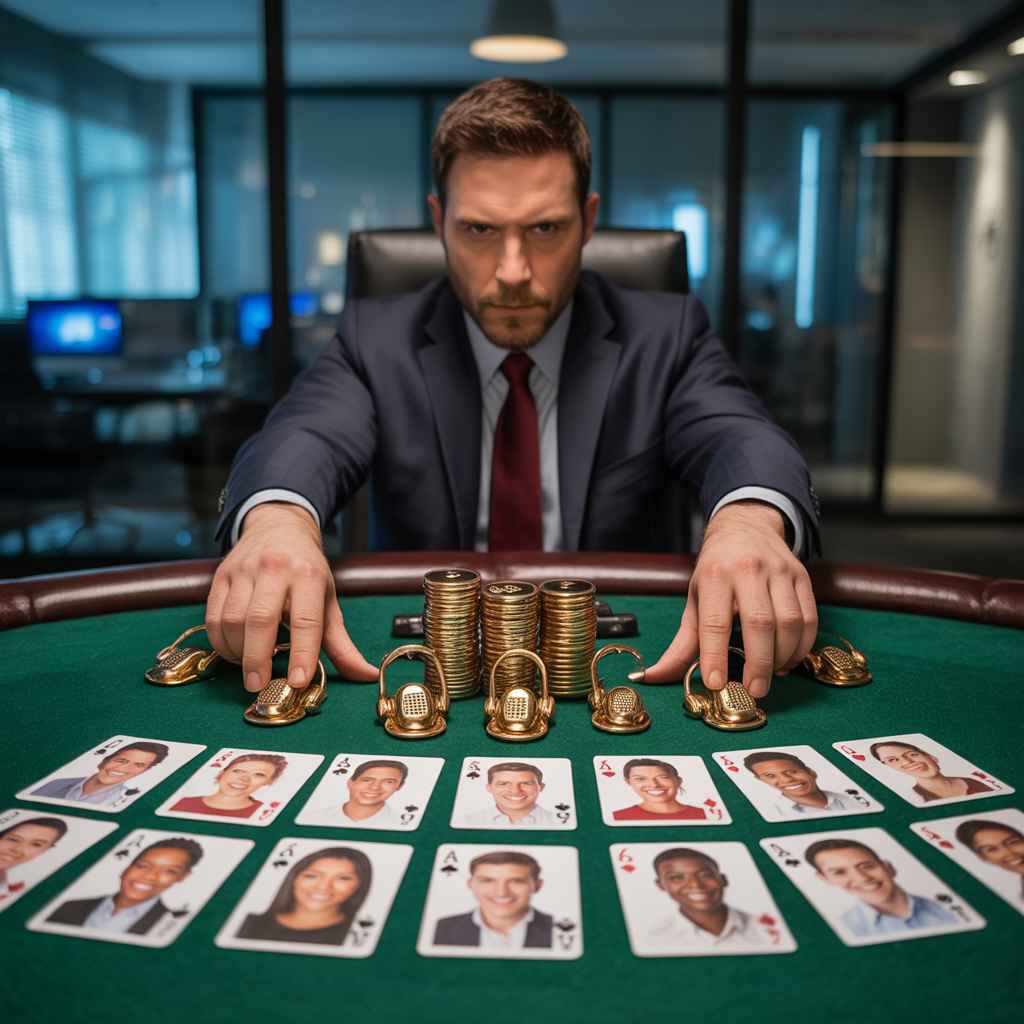 Metaphor of hiring telemarketers as a high-stakes poker game using assessment tests.
