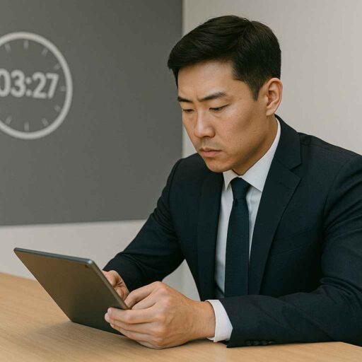 Candidate taking a timed numerical reasoning test during a hiring process.