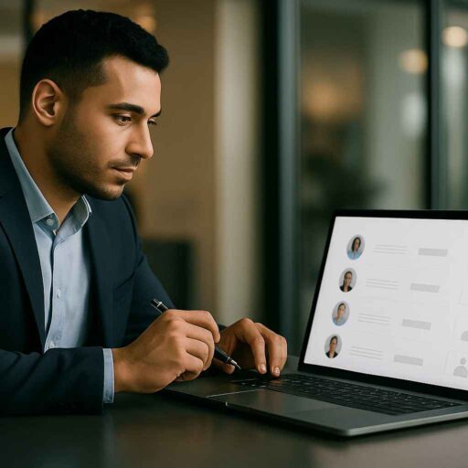 Hiring managers reviewing combined cognitive and behavioral results on a digital dashboard.