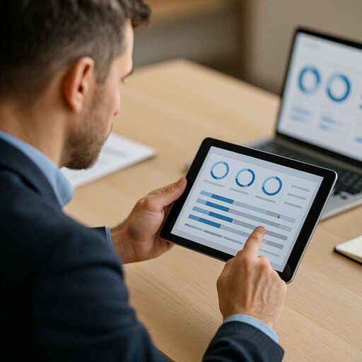 Hiring manager reviewing verbal reasoning score report on tablet