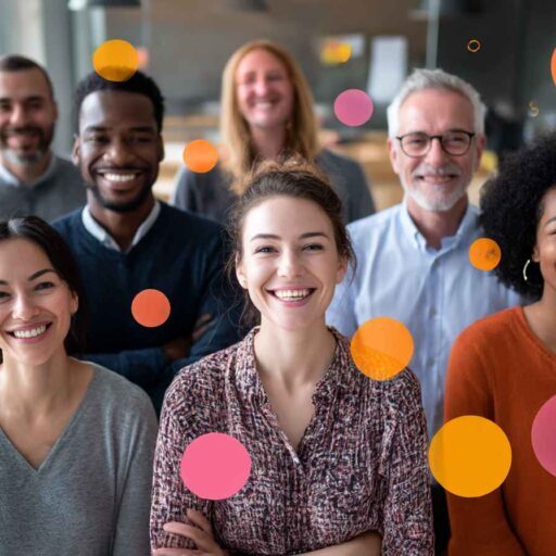 Workplace team with integrity-related traits highlighted visually
