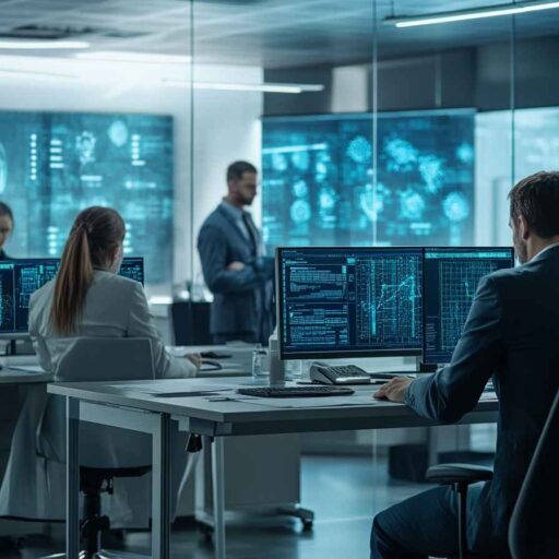 Candidates taking cognitive pattern recognition tests in a formal hiring environment.