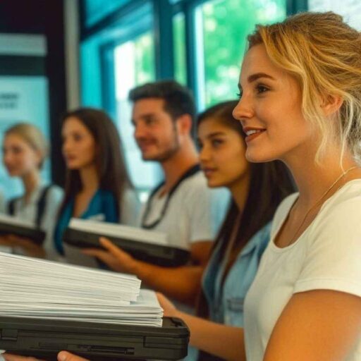 HR professionals holding DISC sales profile test reports