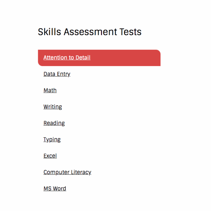 Skills Assessment Tests