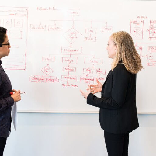 Two People Discuss Recruitment Trends