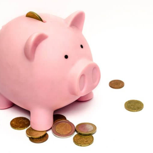 piggy bank with coins